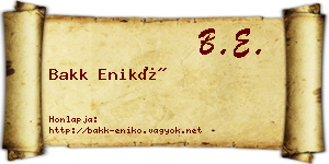 Bakk Enikő névjegykártya